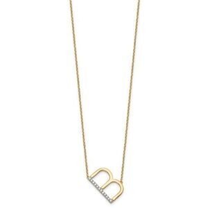14K Sideways Diamond Initial B Necklace